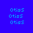 Blue background with repeated light blue text "Otiss" in four , some partially covered by black horizontal bars