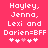 Pixelated text on a pink background with two of heart symbols, where the middle hearts differ between