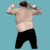 Animated sequence of a shirtless person with dark hair and black pants performing sequential arm movements against solid teal background.