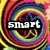 A four- of rainbow-colored spiral patterns with overlaid text fragments in white pixelated font on black bars