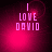 Pixelated text 'I LOVE DAVID' in light pink on dark magenta background with shifting circular glows.