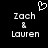Pixelated black background with white text 'Zach & Lauren' and a heart symbol above the names.