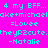Pixelated text on a bright pink background with blue and cyan elements, displaying repeated phrases about friendship and celebrity names.