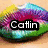 A colorful pixelated icon with a rainbow gradient lip shape and the text 'Catlin' overlaid, set against a light brown background.