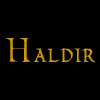 Four- shows a character with long blonde hair in various poses and backgrounds, including text reading 'Haldir' on black