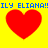 Yellow background with four red hearts and blue text reading 'ILY ELIANA!!' repeated twice.