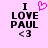 Pixelated text 'I LOVE PAUL <3' on light pink background with a pink heart symbol above 'I' in one frame.