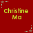 Red background with yellow text 'Christine Ma' repeated six times, surrounded by small star-shaped icons in light green and brown with dotted lines.