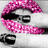 A pixelated image of a person with pink lips and sunglasses, transitioning to blue lips while maintaining the same pose.