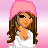 Pixel art contact sheet showing a cartoon character's outfit components and text elements on pink gradient background with visible transparency grid.