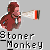 Pixelated image of a figure in red clothing holding a flashlight emitting a white beam against a gray background with "Stoner Monkey" text below.