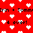 Red background with white pixelated hearts and repeated black text reading "Erin + Tommerin + Tomm" and "4 ever!" in a pattern