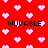 Red background with scattered light pink pixelated hearts and repeated black text reading 'WUVABLE' in four locations.