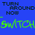 A contact sheet of 17 animated frames showing a blue background with repeated text and green dashed lines, displaying motion changes in the word "SWITCH" across multiple rows.
