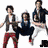 five pixelated images featuring individuals with dark hair, some in motion poses and others static, with red text overlays on four