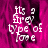 Pixelated text 'Its a firey type of love' on a magenta background with a gray on the right