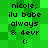 Green pixelated background with black text reading 'nicole, ilu babe always & 4evr :(' repeated in two identical vertical