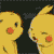 Yellow cartoon character with red cheeks and black eyes in multiple poses against dark background, showing sequential movement from side to side.
