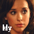 six pixelated images showing a person with brown hair and red lips, each displaying different text overlays