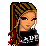 Pixel art contact sheet showing a skater girl character with multiple poses and accessories, including a skateboard and detailed clothing elements.