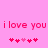 Pixelated pink text 'i love you i love you' on pink background with two of five pink hearts each, hearts shift position between frames