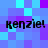 Pixelated text 'kenzie!' repeated four times on a blue-purple checkered background with no visible animation changes.