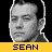 A 5x5 contact sheet of a pixelated animated icon featuring Sean, yellow text, white stars, and repeated "SEAN" variations on black background with white squares.