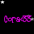 Animated icon with repeated pink text 'corss' on black background, stars shift positions across frames.