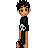 Pixel art featuring three characters on a skateboard with text expressing devotion to 'HIM' and holding onto him for dear life.