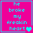 A four- of bright pink backgrounds with cyan text reading 'he broke my freakin heart' and varying heart symbols