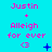 Pixelated cyan background with pink text reading "Justin + Alleigh for ever <3" and blue symbols changing across frames.