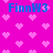 A static image with a bright pink background covered in light pink pixelated hearts, featuring four instances of the text "FinnW3" in blue pixelated font.