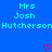 Blue background with light blue pixelated text reading Mrs Josh Hutcherson repeated twice, two red pixelated hearts at bottom center and bottom right.