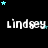 Black background with repeated white text 'Lindsey' and scattered cyan and dark blue stars in three