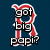 Red and white stylized 'B' logo with black text overlay reading "got big papi?" on dark blue background, two static versions shown.