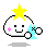 A 4-frame pixel art animation of a smiling cloud character with a yellow star on its head, blue water droplets, and pink cheeks, displayed in a 2x2 contact sheet layout against a gray background.