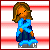 Animated contact sheet showing a pixel art character in various poses with the word 'Lonely' and star symbols, set against red-and-white striped background.