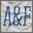 Pixelated static image of three large blue capital letters A, R, T on a light gray background with subtle color variations.