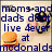 Animated icon with a cartoon dog, hamburger, and blue text about McDonald's cows.