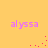 Yellow background with four instances of the text 'al yssa' in purple, each accompanied by a small cluster of red dots that shift position across frames.