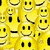 A contact sheet of three animated frames showing a dense pattern of yellow smiley faces with black eyes and mouths on a gray background, arranged in a 2x2 grid layout.