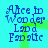 Blue text reading "Alice in Wonderland" and "Ladd Fastic" on cyan background with green pixelated shapes shifting horizontally across the image.