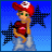 Pixel art contact sheet of a character in red cap and shirt with black star outlines, pink heart animation, and white text "Ashton" on black background.