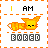 Animated contact sheet of a yellow cartoon cat lying down with