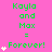 Green text 'Kayla and Max = Forever!' on pink background with white heart symbols in a