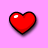 A 6-frame animated contact sheet showing a red heart icon with subtle animation changes across frames, set against a solid pink background with purple vertical bars and U-shaped elements appearing in the rightmost columns.