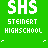 Green background with repeated white text 'SHS Steiner Highschool' in pixelated font, some frames show partial obscured text fragments.