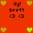 Red background with repeated text and heart symbols, some hearts change color between frames.