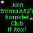 Green text on black background repeats 'Join Emma A52's Hamster Club It Rox!' with scattered white stars, no visible animation changes across observations.