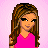 Pixel art contact sheet showing three animated frames of a cartoon girl with long brown hair wearing a pink top, alongside text and animation indicators on a pink background.